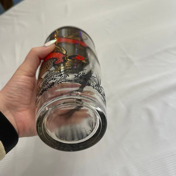 Vintage Mid Century Glass Cocktail Shaker Drink Mixer Pheasant Bird MCM 9” - Picture 6 of 7